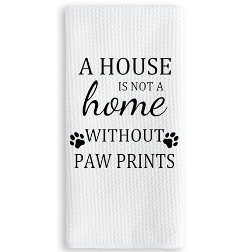 TNUW Dog Themed Gifts Kitchen Towels 16'24', Dogs Mom Gifts for Women, Dog Decorations for The Home, House Warming Gifts New Home, Paw Prints Kitchen Tea Hand Towels,