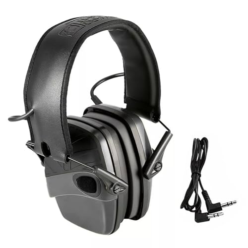 Elektronische Gehörschutz Schiessen Kapselgehörschutz Ohrenschützer Lärmdämpfung für Jagd Dämmwert, NRR22dB SNR 27dB Dynamische Geräusch-Regelung, Ideal zum Schießen Kapsel-Gehörschutz (Schwarz)