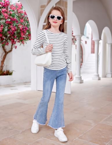 Image of Arshiner Girls Long Sleeve Shirts Ruched Knot Side Tunic Blouse Tee Tops