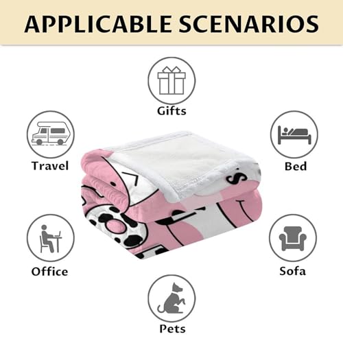 Mercuryelf Cow Throw Blanket - Soft, Fuzzy & Warm - 60x80 Inches Flannel Blankets for Bed, Couch - Pink Cute Throws Gift for Women