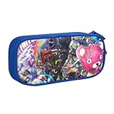 フォートナイト ペンケースかわいい アニメ漫画鉛筆筆箱 入学ギフト収納バッグ Blue