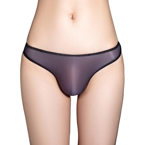 Men Oil Glossy Hipster Panties Low Rise Bulge Pouch Bikini Briefs Thong See Through Underwear