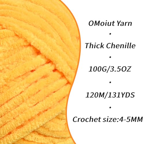 Image of 3 Pack Golden Yellow Fluffy Velvet Yarn for Crocheting,Chunky Chenille Baby Blanket Yarn for Crochet,Soft Fuzzy Puzzle Yarn for Knitting,(100g /3.53oz Each) Bulky Thick Amigurumi Crochet Yarns
