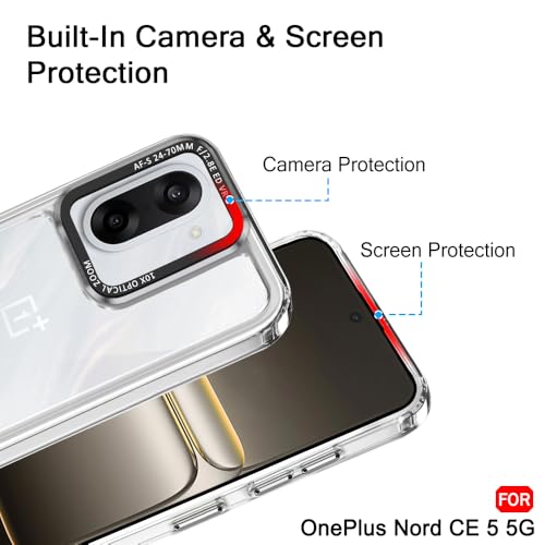 Image of TheGiftKart Hybrid Shockproof Back Cover Case for OnePlus Nord CE 5 5G | Stylish Camera Border | Electroplated Buttons | Crystal Clear Hard Back Cover Case (TPU & PC, Transparent Bumper)