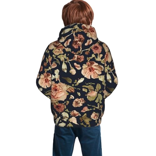 Trendy Blooming Rose Kid Hoodies Boys Sweatshirts Girls Pullover with Pocket4