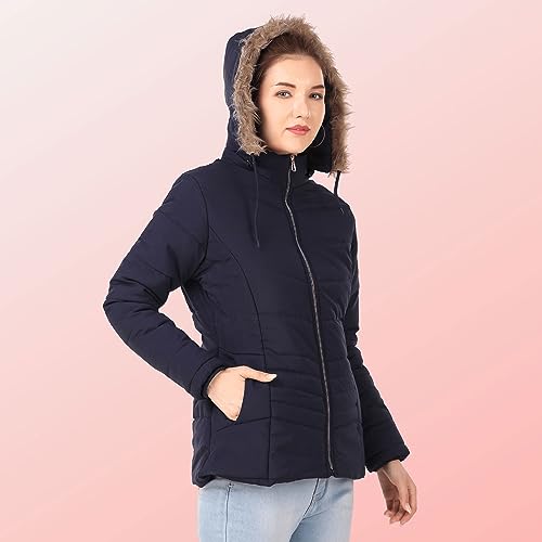 Image of Brazo Girls and Women's Puffer Regular Fit Bomber Jacket For Winter Wear | Hooded Neck | Full Sleeve | Zipper | Casual Jacket For Woman & Girl | Western Stylish Jacket For Women