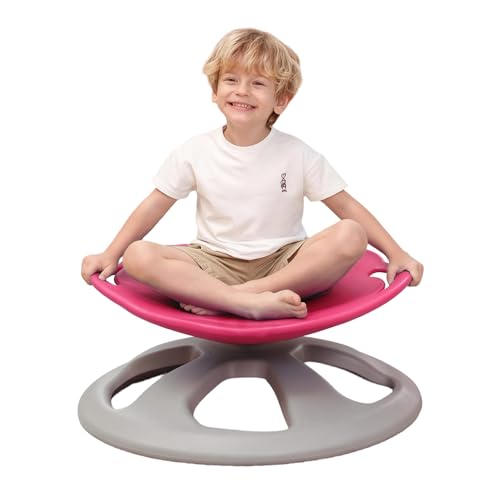 Image of BABAMU Spinning Chair for Autistic Kids, Sensory Swivel Chair, 220LBS Weight Capacity, Autism Sensory Products, Autism Toys, Sensory Toy (Pink, Handle)