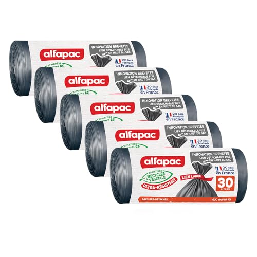 alfapac 20 sacs poubelle à lien large ultra resistant fabriqués en France bi matière recyclée & végétale - vue 7