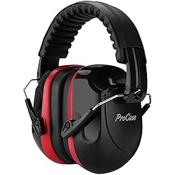 Cascos Auditivos Procase Casco Antiruido, Protector Auditivo NRR 28 dB Aislante de Ruido Profesional, Casco Insonorizado Protector de Oído para Campo de Disparo, Caza -Rojo