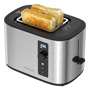 Extra Wide Slot 2-Slice Toaster with Digital Countdown Timer, 6 Browning Settings, Built-in Warming Rack, Cancel/Bagel/Defrost Functions, Stainless Steel