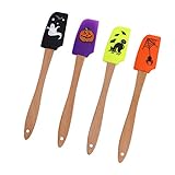DOITOOL 4PCS Silicone Halloween Spatula Wood Handle for Nonstick Cookware Baking Cooking (Ghost +...