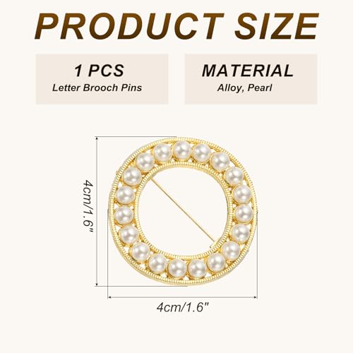 Image of PATIKIL Letter Brooch Pins, Pearl Initial Alphabet Letter Lapel Badges Pin for Women Men Girl Wife Suits