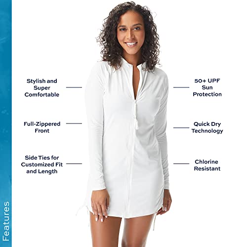 Long Sleeve Front Zip Beach Cover Up — UPF 50+ Sun Protection — Interval Side Tie2