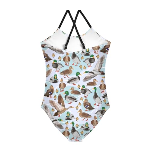 ALAZA Mallard Duck Girls One Piece Swimsuit Swimwear Beach Sport Bathing Suit2