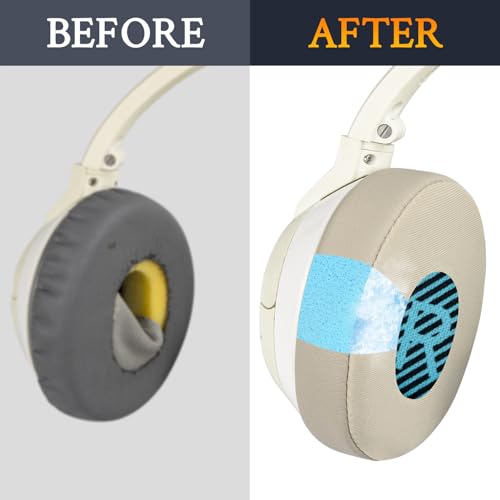 Image of SOULWIT Cooling Gel Replacement Earpads for Bose On-Ear 2 (OE2 /OE2i) /SoundLink /SoundTrue On-Ear Headphones, Ear Pads Cushions with High-Density Noise Isolation Foam - Beige