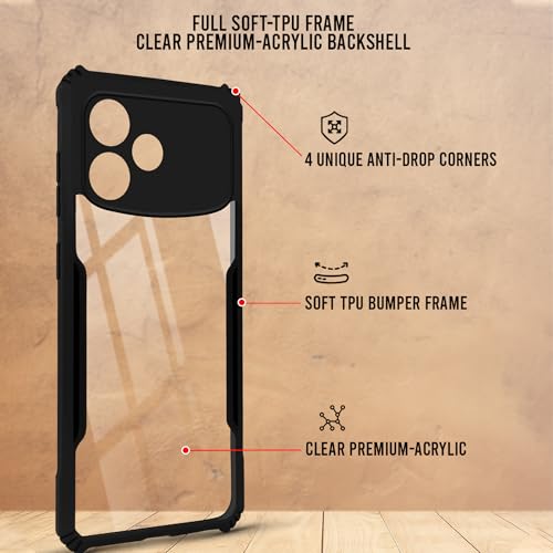 Image of Jkobi Hybrid Back Cover Case for Oppo F33 Pro 5G (Shockproof with Polycarbonate Clear Panel | Professional Black)