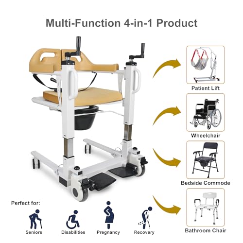 Patient Lift Transfer Chair for Home, 4 in 1 Portable Transfer Chair for Adults, Elderly, or Senior Living, Bed to Toilet Transfer Wheelchair, Easy Use - Ships from USA - Weight Capacity 290 lb - Thumbnail 3