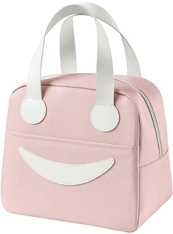 Image of Toy Imagine 6.5L Insulated Lunch Bag for Kids Office School Men Women Smiley Face Tiffin Bag Snack Tote Bag Compact Portable Leak Proof Tiffin Pouch Hot and Cold Lunch Box Bag for Boys and Girls(Pink)
