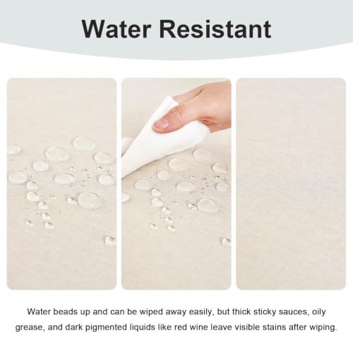 Wolkemer Farmhouse Faux Linen Oval Tablecloth 70 x 90 Inch - Water Resistant Table Cloth Washable Wipeable Table Cover for Home Kitchen Dining Wedding Party Banquet (Neutral) by Wolkemer - Used condition - Image 3