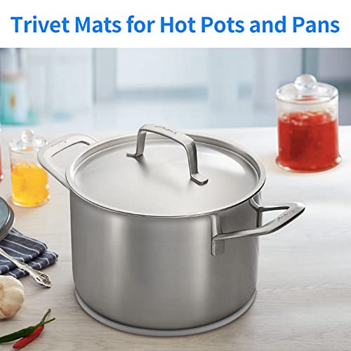 Image of CHEFBEE 3PCS Heat Resistant Silicone Trivet Mats for Hot Dishes, Gray | Flexible, Non-Slip, Modern Kitchen Trivets Protects Table & Countertop, For Teapots Pans Bowls, Daily Kitchen Use