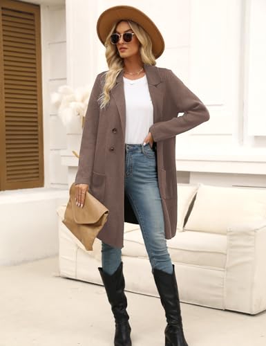 Image of CiCiBird Women Fall Long Cardigan Sweater Trendy Knit Jacket Coat Dressy Blazer Coatigan