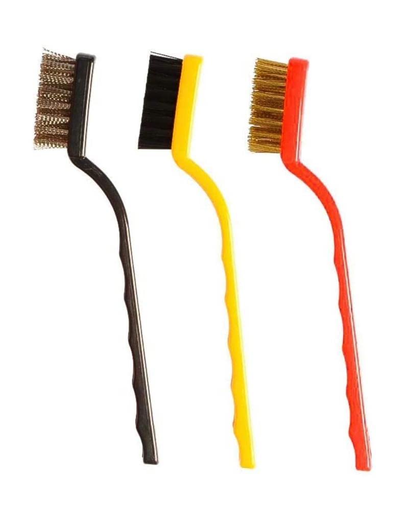 CELLEBII Mini Wire Brush Set Brass Nylon Stainless Steel Brushes Pack of 3 Handle Scratch Brush-image-32