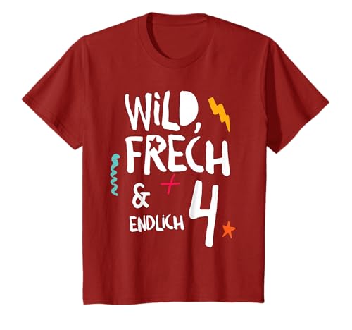 Wild, Frech & endlich 4, Kindergeburtstag vierter Geburtstag T-Shirt