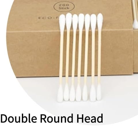 2000 PCs Premium Cotton Swabs Natural Cotton Buds Biodegradable Organic Double Tips for Ear Wax Removal (2000PCs,Black)