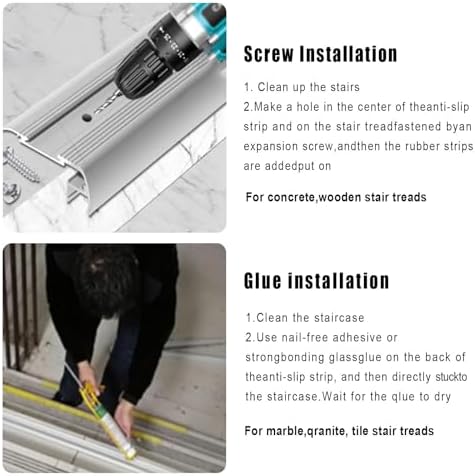 LED Stair Nosing Edging Trim - Anti-Slip Aluminum Step Edge Light for Tiles - 20 Pack, Silver, 56” Length - Enhance Safety & Style in Stair Lighting