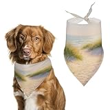 Hundehalstuch, Motiv: Peaceful Coastal Sand Path Ocean Sunrise, verstellbar, Dreieckstuch für Katze und Hund