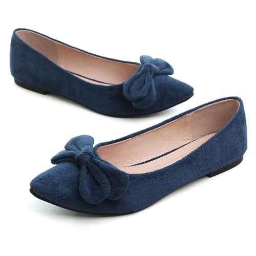 Hee grand Bowknot Flats for Women Comfort Pointed Toe Dress Shoes Slip On Ballet Flats Lightweight2