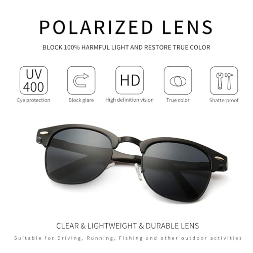 Image of SUNGAIT Polarized Sunglasses for Men and Women, Classic Half-Frame Retro Shades for Driving, Travel, and Outdoor Activities