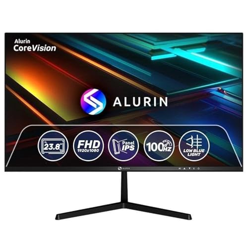 Alurin CoreVision Monitor 24 Pulgadas, FHD IPS 100Hz FreeSync, 1ms MPRT, HDMI/VGA, Antirreflejos, Low Blue Light, Ideal para Oficina, Gaming y Multimedia