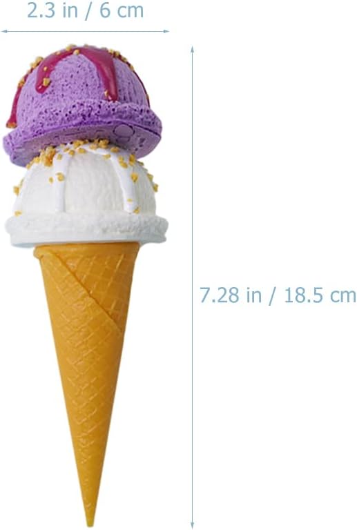 GANAZONO 3Pcs Ice Cream Cone Model Set Realistic Slow Rebound Ice Cream Ball Props for Summer Party Decor Photo Booth DIY Craft Display 7.3 Inch