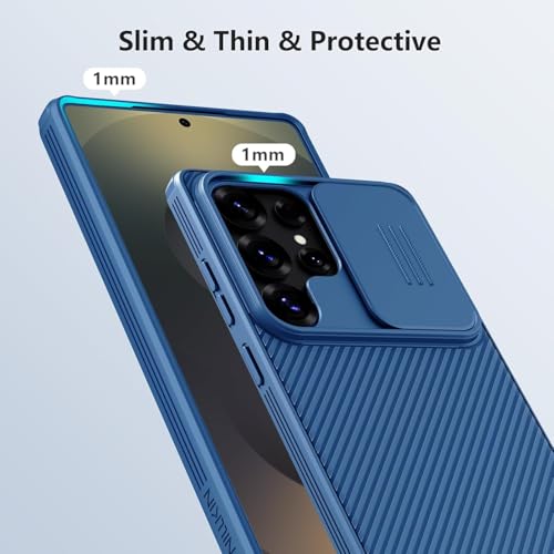 Image of Nilkin Classic Series Compatible for Samsung S25 Ultra Case with Camera Cover, [Camera Lens Protector] [Scratch-Resistant] [360 Full Protection] Shockproof Slim Phone Case (Blue, S25 Ultra)