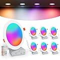 VARICART Recessed Lighting 6 inch RGBCW Color Changing Canless LED Recessed Ceiling Lights Dimmable with Remote Control, 16W 1500 Lumen, Flicker Free, Memory, 3 Modes, Delayed Off, ETL, 6 Pack