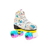 KAISUN Zweireihige Schlittschuhe, Verstellbare Unisex-Rollschuhe Für Erwachsene Und Kinder, Perfekt Für Anfänger (EU 43/UK 8.5,Weiß A)