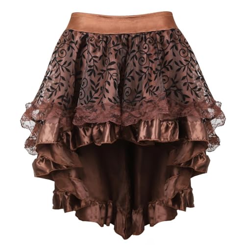 Faldas de mujer elegante corsé falda retro vintage steampunk encaje tulroc sexy gótico disfraz cosplay vampiro disfraces falda de encaje falda alta cintura A línea minifalda para fiesta carnaval, O