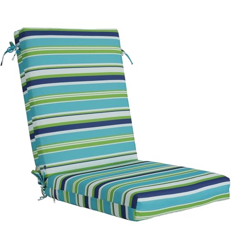 Jadoxy Outdoor Dining Chair Cushion 20x20Inch Water&Fade Resistant Patio Furniture Cushion for Deck Porch Backyard Eco-Friendly Non-Slip with Ties Suit for Various Chairs Sofas couches, Aurora Stripe