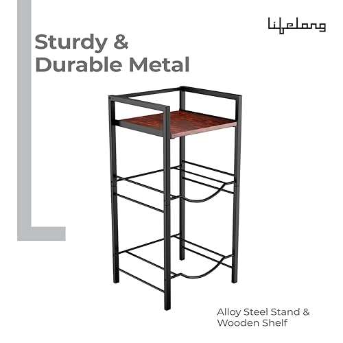 Image of Lifelong 3-Tier Water Can Dispenser Stand |Water Bottle Holder - Wooden Shelf |Heavy- Duty Rack for 20L Bottles| 75kg Weight Capacity|Space-Saving&Anti Skid Design for Home, Kitchen, Office&Gym, Black