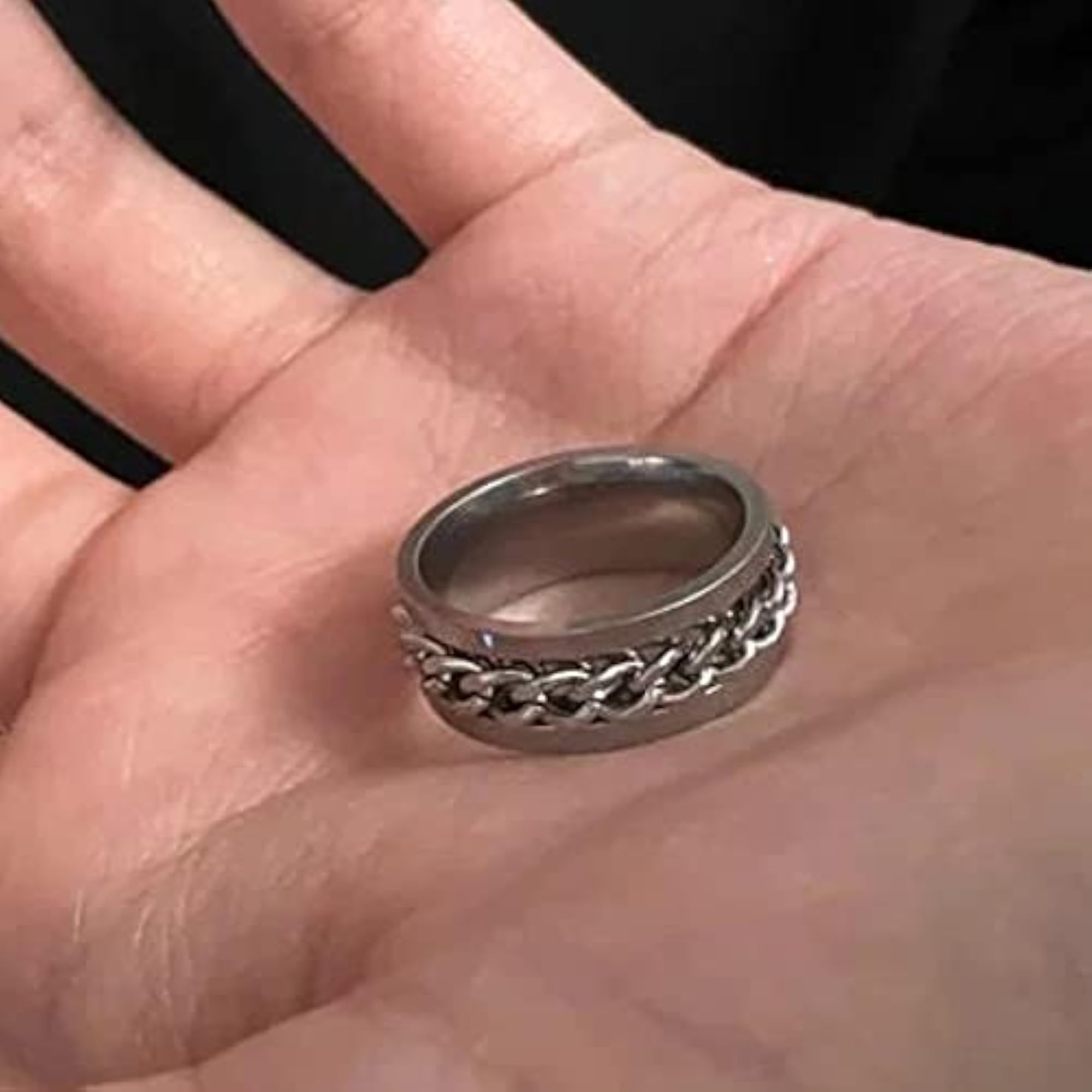 Stainless Steel Spinner Ring with Blue Dragon, Men's Adjustable