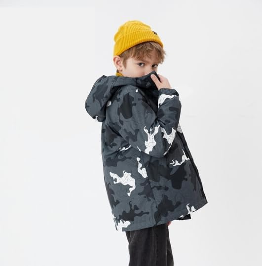 Boys Rain Jackets Lightweight Waterproof Hooded fleece Raincoats Windbreakers for Kids - Image 2