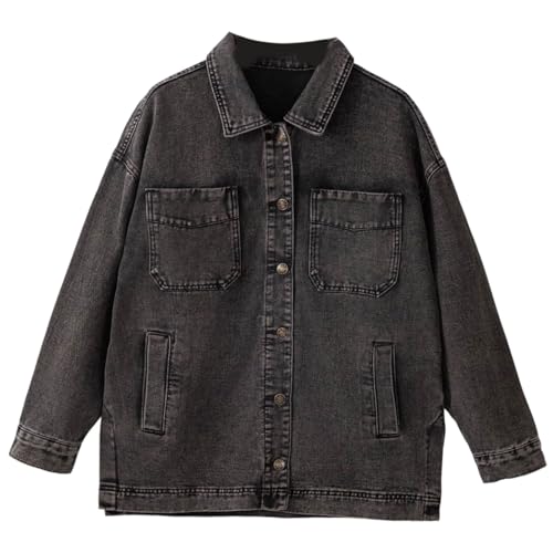 Chaqueta de mezclilla casual para mujer abrigo de moda manga larga con bolsillo