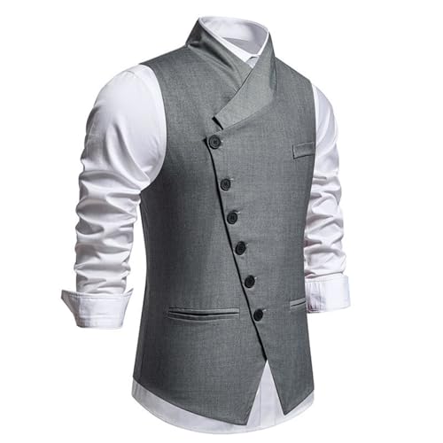 Suits Vests For Men V Neck Business Prom Asymmetric Button Dress Vest Regular Fit Formal Wedding Party Waistcoats2