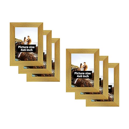 Image of Art Street Set of 6 Wall Rectangular Photo Frames, Wall Hanging Picture Frame for Home, Living Room, Study Room Decor & Office Decor (Color: Gold, Size 4x6 Inch)