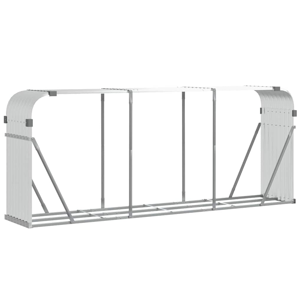 Vidaxl Silver Log Holder, Firewood Rack For Fireplace Storage Room, Log Store For Wood Burner Wrought, Wood Storage, Galvanised Steel