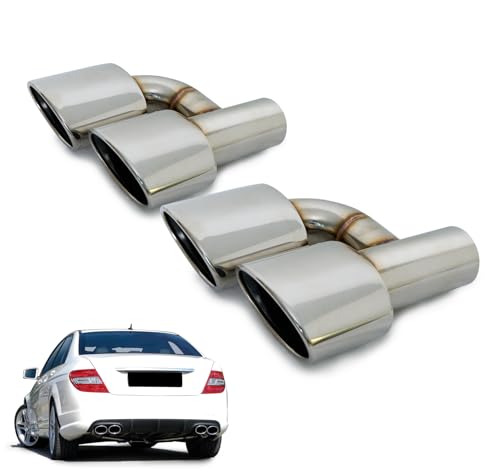 2019 Mercedes-Benz C-Class Replace Mufflers 5 BDBO Stainless Steel Exhaust H Type Pipe Dual Exhaust Tips for Mercedes Benz C-Classs W204 C180 C200 C260 C300 C350 C63 Car Tailpipe Dual Exhaust Adapter Connector-Pack of 2