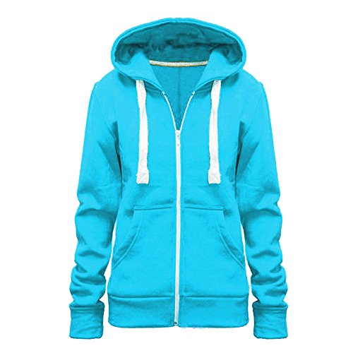 Sweatshirt à capuche femme grande taille turquoise en coton et zip