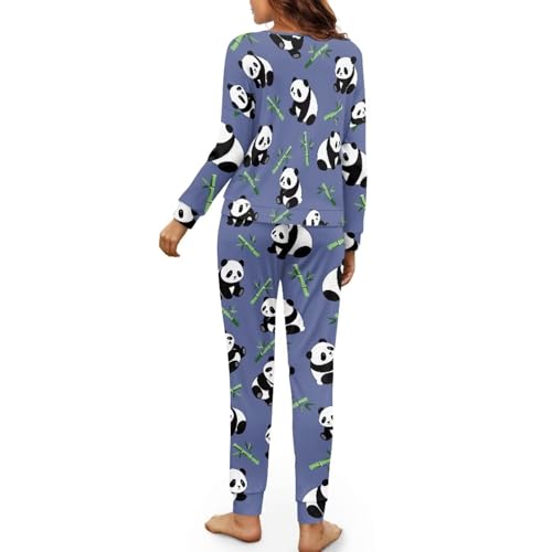 Image of Womens Lounge Set Long Sleeve Soft Pajama Sets Casual 2 Piece Pj Outfit Crewneck Sleepwear with Pockets Plus Size