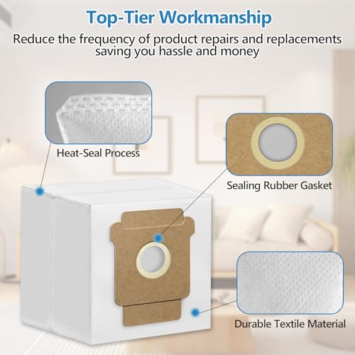 Image of 12 Pack 105 Vacuum Bags Compatible with iRobot Roomba 105 Vac, 104 /105 Combo,Plus 405 /505 Combo,705 Max Vac, Large Capacity Disposable Replacement Bags